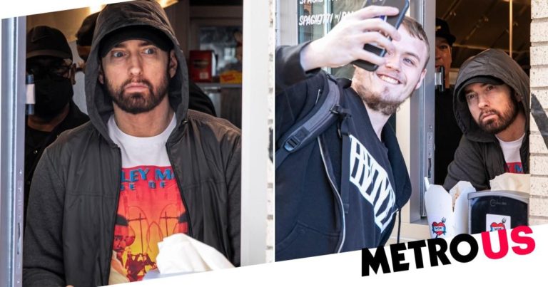 Eminem personally serves first customers as he opens restaurant