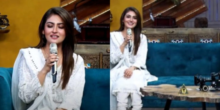 Hiba Bukhari showing her singing skills in a recent show