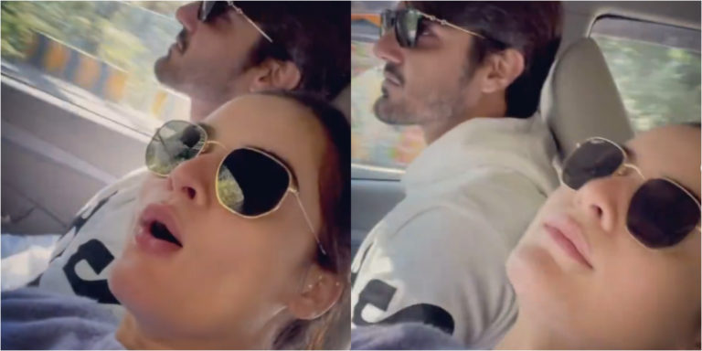 Minal Khan is feeling scary while going through mountain roads