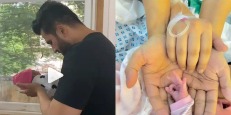 Falak Shabir recites Azaan in his newborn daughter Alyana’s ear