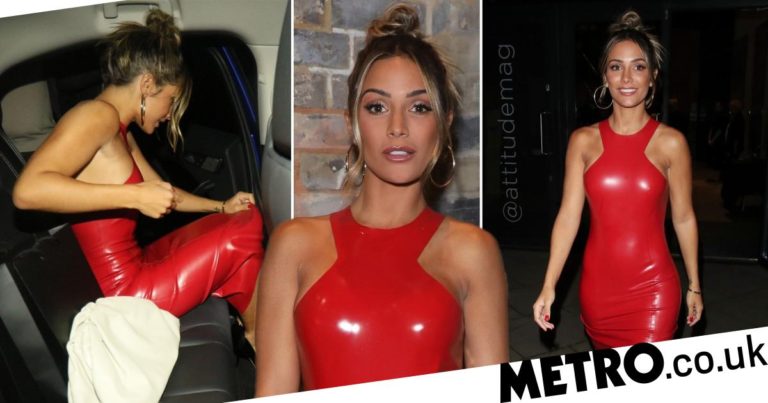 Frankie Bridge rocks red latex dress at star-studded Attitude Awards