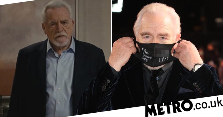 Succession star Brian Cox dons ‘F*** off’ mask in nod to Logan Roy