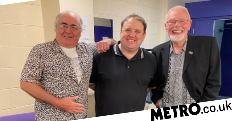 Peter Kay all smiles in backstage pic with Danny Baker and Bob Harris