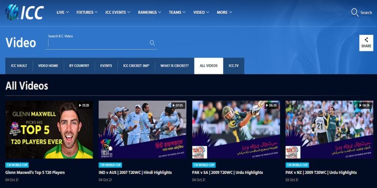 ICC adds match highlights in Urdu on its official website