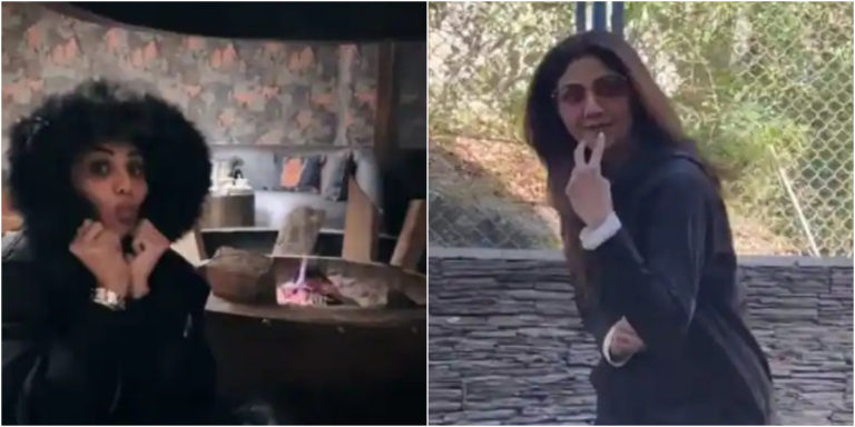 Shilpa Shetty shakes as the temperature drops during her trip