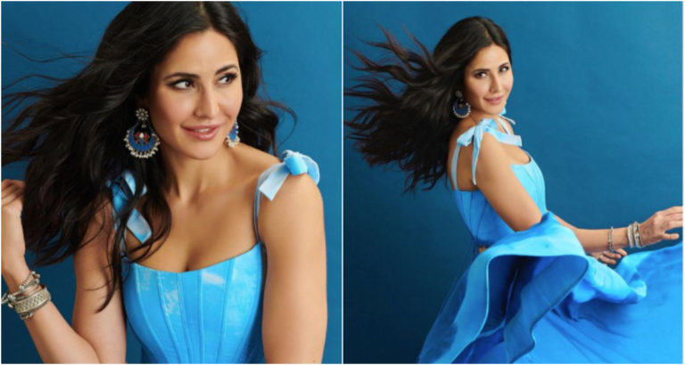 Katrina Kaif looks sight for sore eyes in a flowy aqua blue corset gow