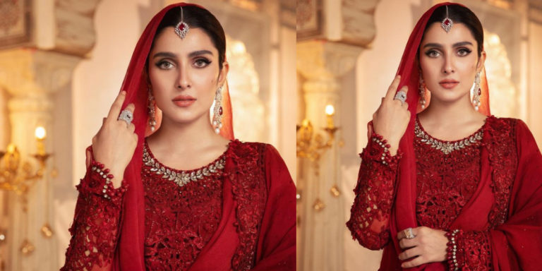 Ayeza Khan looks alluring in a vibrant red dress
