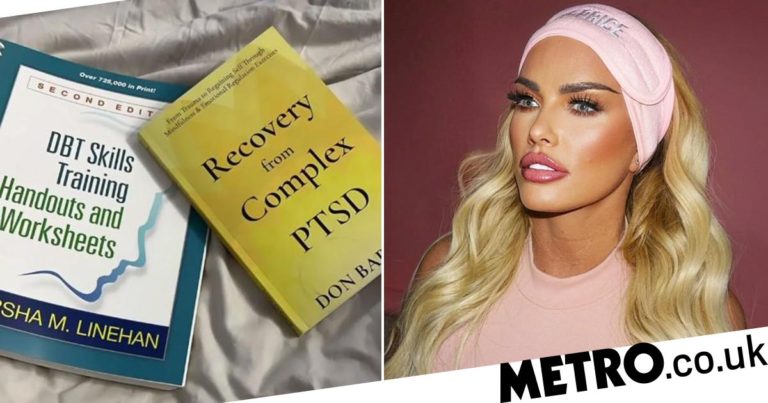 Katie Price reads up on PTSD after Priory and reveals glam new look