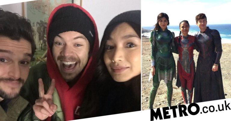 Harry Styles poses with Gemma Chan in adorable Eternals snap