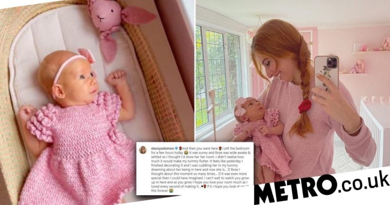 Emotional Stacey Solomon shows baby Rose dreamy pink nursery for first time