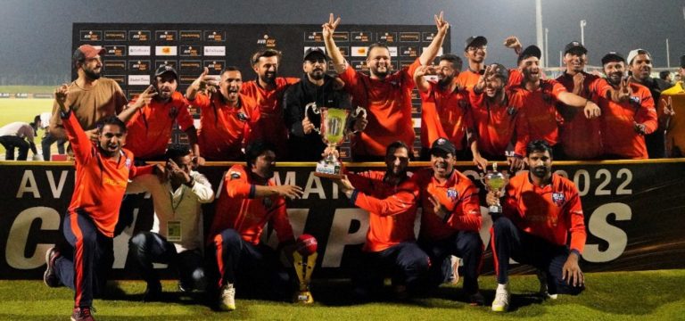 Zawar Farid’s colossal unbeaten 72 ensures Delhi Bulls – Future Mattress emerges as the first champions of the AVR PAY NEWS AJMAN T20 CUP powered By SKY EXCHANGE.NET