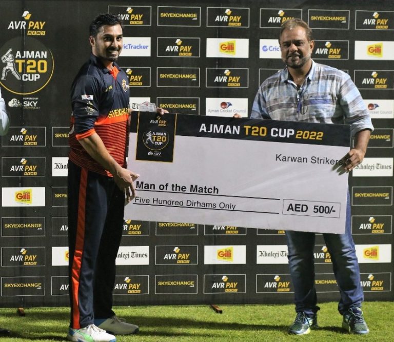 Jiju Janardhanan’s show as captain carries Maratha Arabians – Brothers Gas into the final of the AVR PAY NEWS AJMAN T20 CUP powered By SKY EXCHANGE.NET