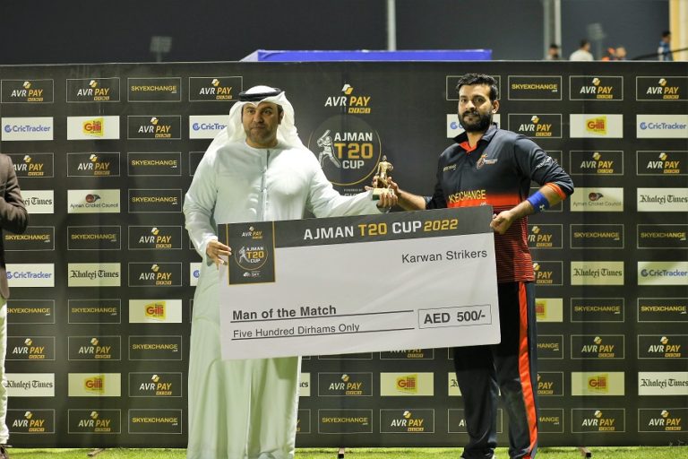 Maratha Arabians-Brothers Gas record a one-run win in a nail-biting thriller in the tenth match of the AJMAN T20 CUP powered By SKY EXCHANGE.NET