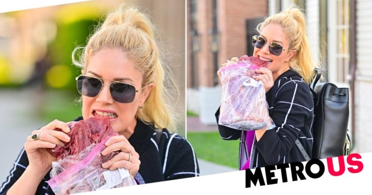 The Hills’ Heidi Montag casually tucks into raw meat during LA walk