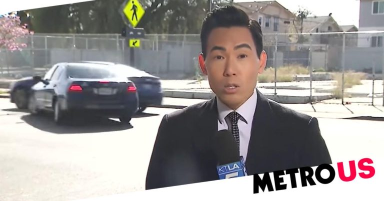 Los Angeles live news report on dangerous street interrupted by crash