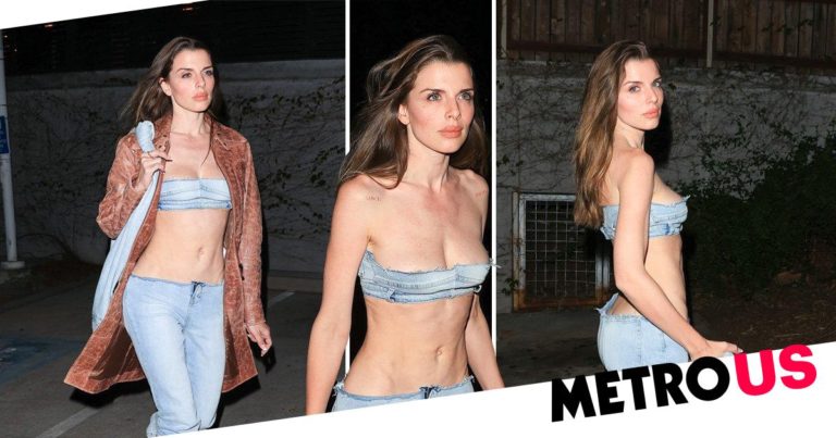 Julia Fox bares her toned midriff in quirky head-to-toe denim look