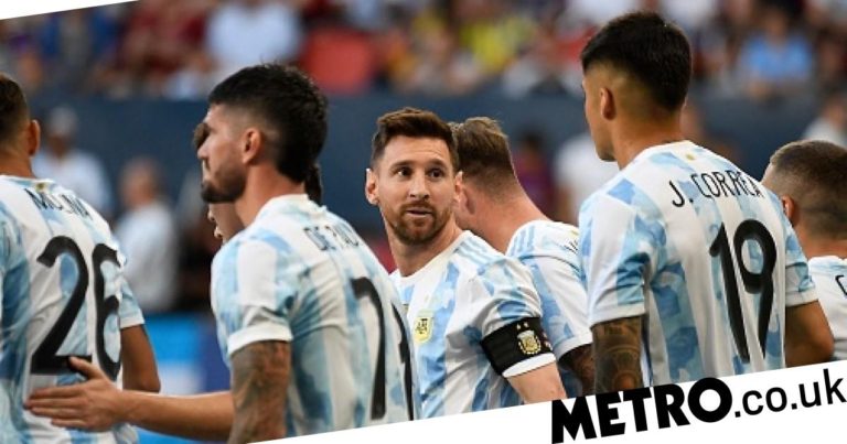 Lionel Messi reacts after scoring all five goals in Argentina victory | Football