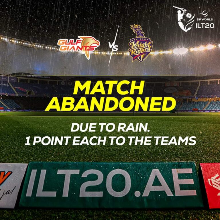 <strong>Abu Dhabi Knight Riders-Gulf Giants match abandoned due to rain</strong>