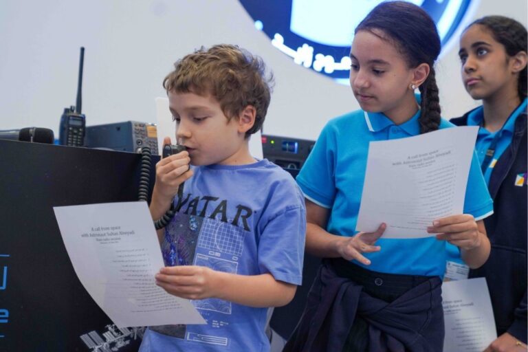 Emirati astronaut interacts with students during ham radio sessions from ISS